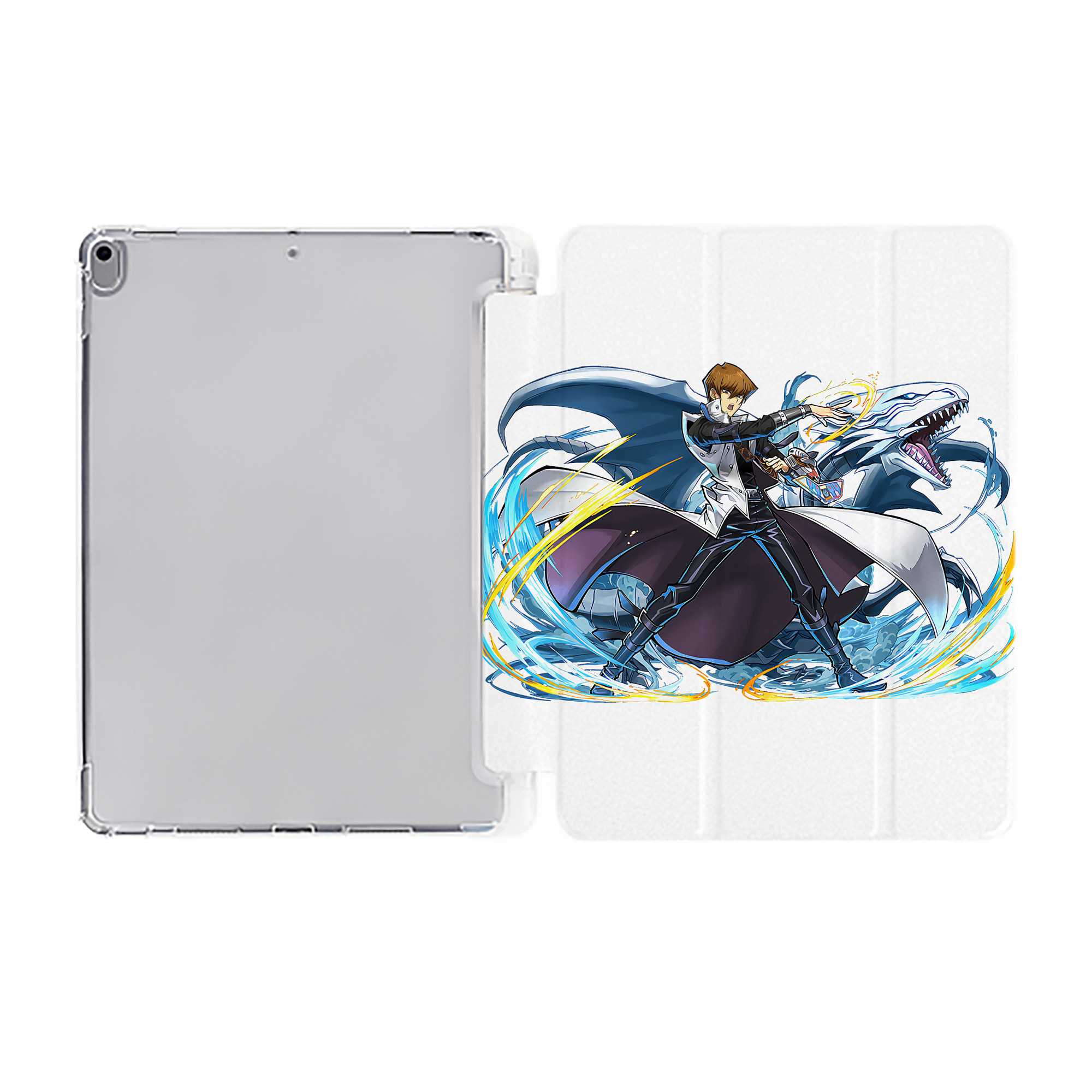（画像用） 遊☆戯☆王 Yu-Gi-Oh! IPad ケース ペン収納付き 三つ折りスタンド PUレザー×シリコン 対応機種9.5/10.5/10.9インチ